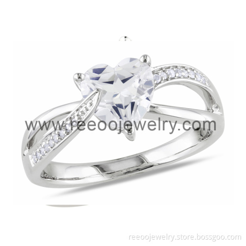 Sterling Silver Heart Shaped CZ Solitaire Engagement Ring